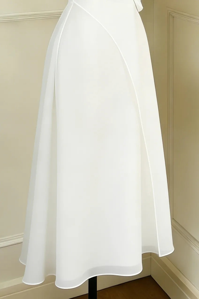Strapless Layered Organza Midi Dress in white Flowering Girl