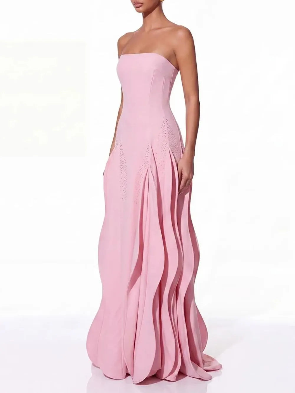 Noven Strapless Ruffle Maxi Dress Flowering Girl