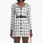 CREAM CHECK TAILORED MINI DRESS Flowering Girl