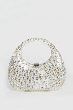 Annabel Clear Crystal Embellished Acrylic Clutch - White Flowering Girl