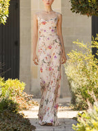White Floral Slip Maxi Dress Flowering Girl