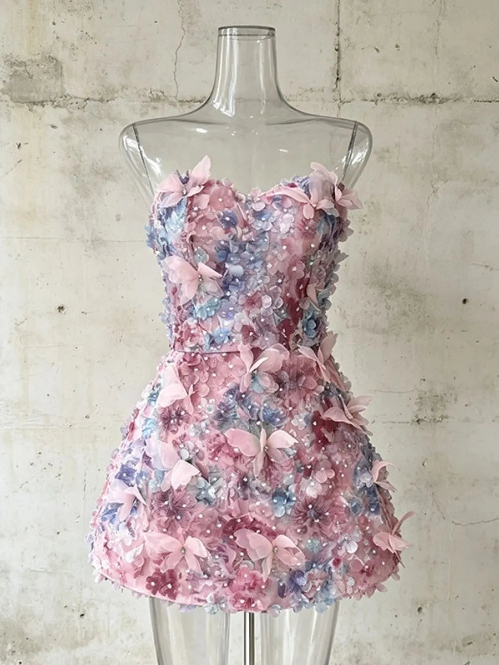 Maricopa Strapless Floral Mini Dress Flowering Girl