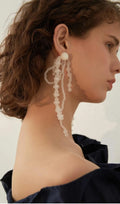 Amira White Pearl Acrylic Tassel Earrings Flowering Girl