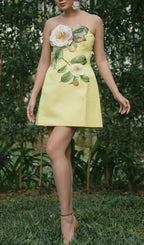 Gauri Strapless 3D Flower Mini Dress Flowering Girl