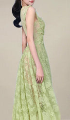 Hisaye Lace Mesh Maxi Dress Flowering Girl