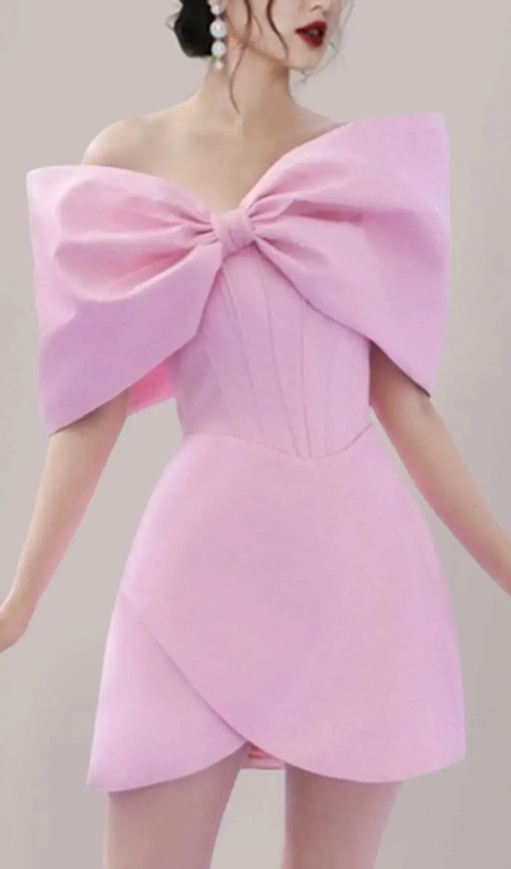 Adah Pink Bowknot Mini Corset Dress Flowering Girl