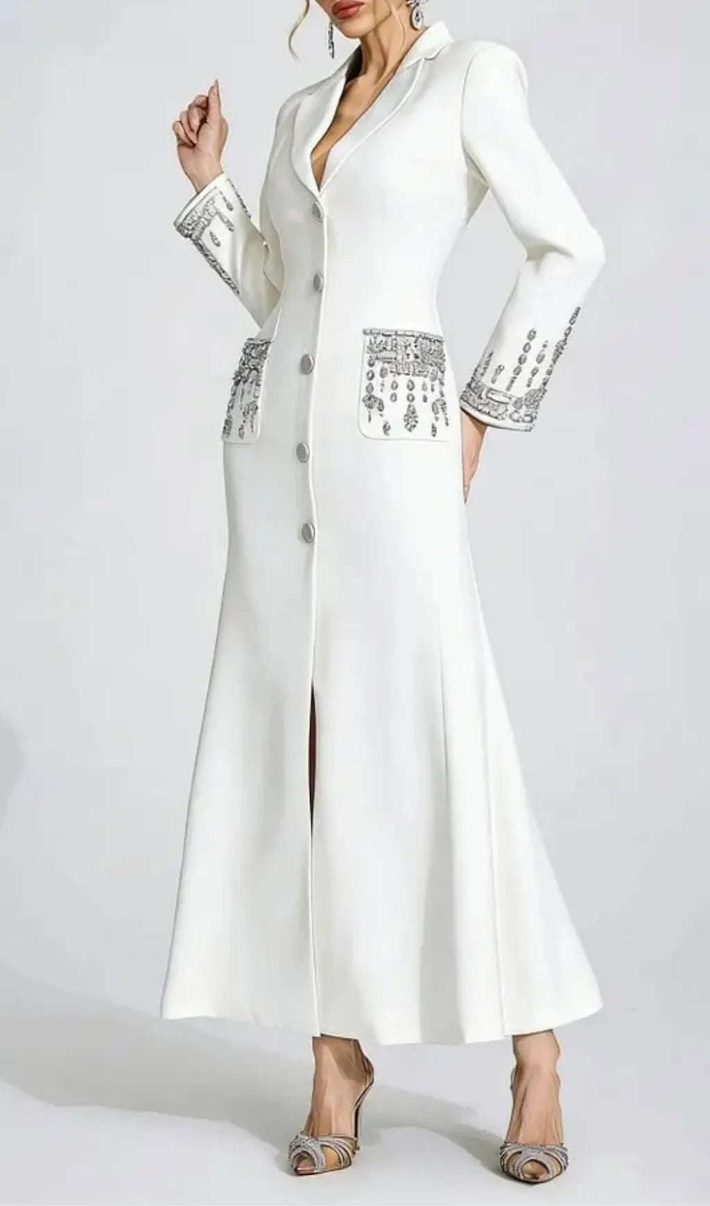 Simona White Diamond Embellished Maxi Dress Flowering Girl