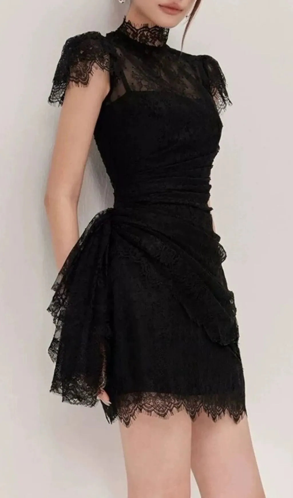 Liliah Black Lace Mini Dress Flowering Girl