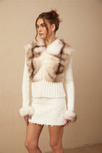 Laetiecia Faux-Fur Ribbed-Knit Jacket Flowering Girl