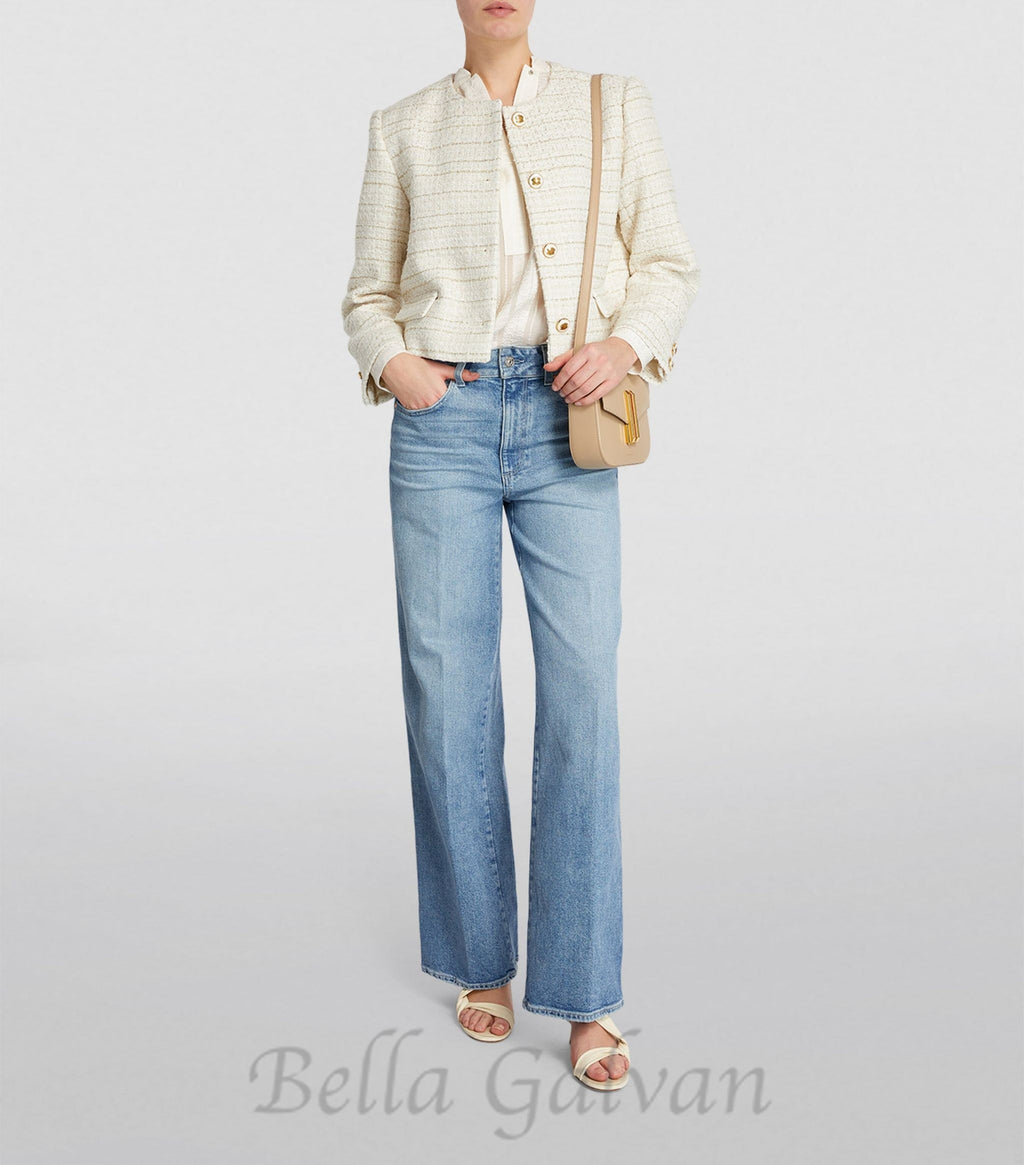 Zally Cropped Tweed Jacket in ecru Flowering Girl