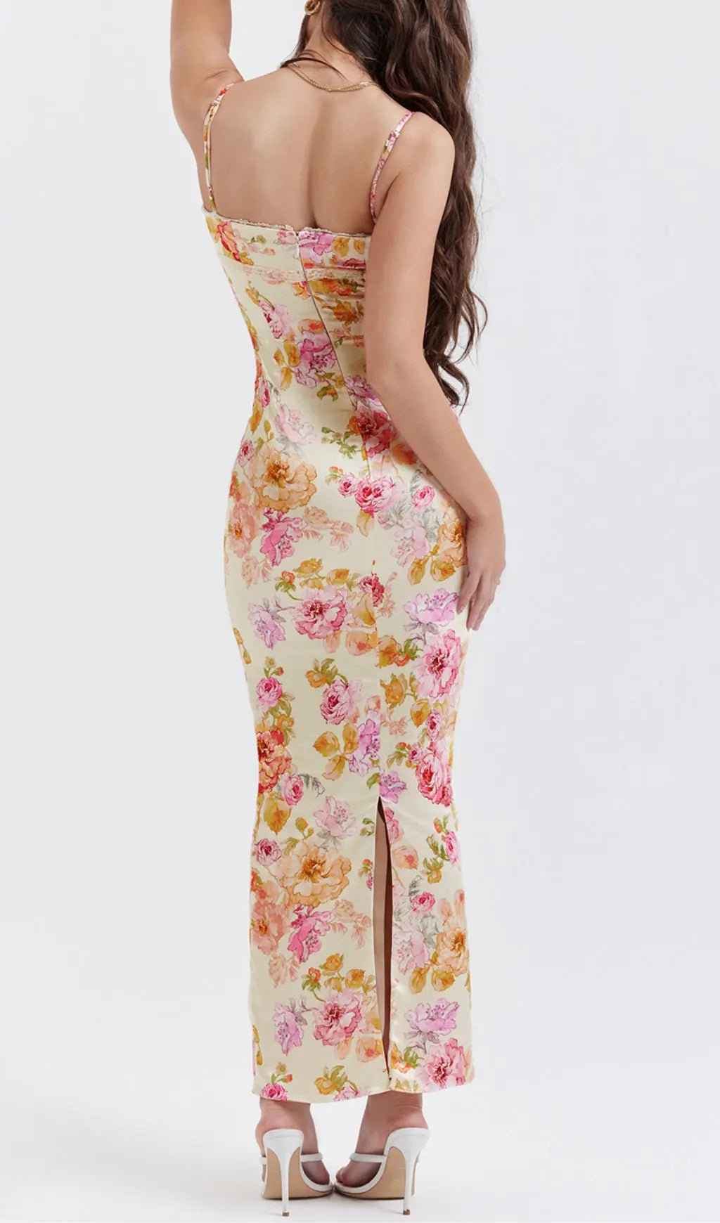 Ivory Floral Maxi Dress Flowering Girl