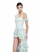 Baha Ruch Ruffle Fringe Mini Dress In Mint Green Flowering Girl
