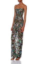 Azul Strapless Sequin Maxi Dress Flowering Girl