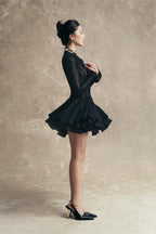 Giana Long Sleeve Crochet Mini Dress Flowering Girl