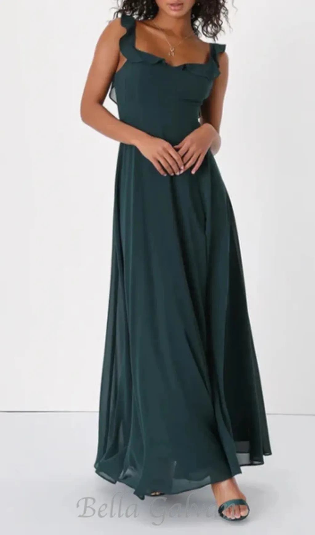 Dreamy Admiration Emerald Green Ruffled Maxi Dress Flowering Girl