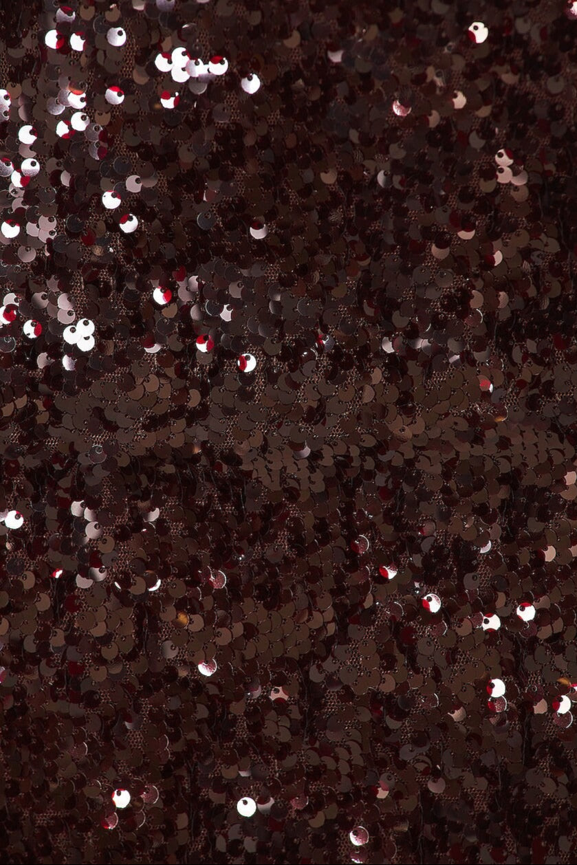 Strapless Sequin Mini Dress In Burgundy Flowering Girl
