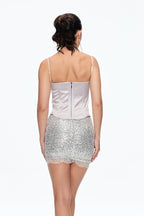 Arabela Bow Corset Satin Top Flowering Girl