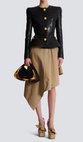 Lambskin Leather Peplum Jacket Flowering Girl