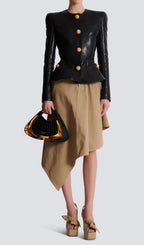 Lambskin Leather Peplum Jacket Flowering Girl
