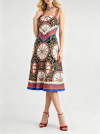 Manami Strappy Printed Midi Dress Flowering Girl