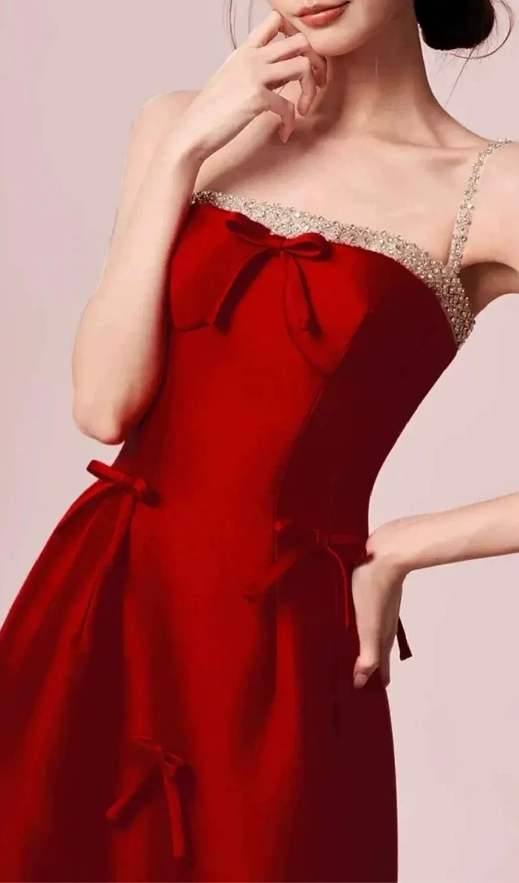 Kiara Red Strappy Bow Maxi Dress Flowering Girl