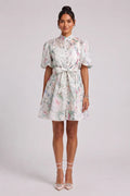Floral Print Belted Mini Dress Flowering Girl