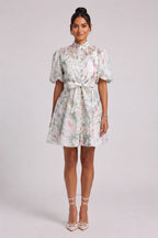 Floral Print Belted Mini Dress Flowering Girl