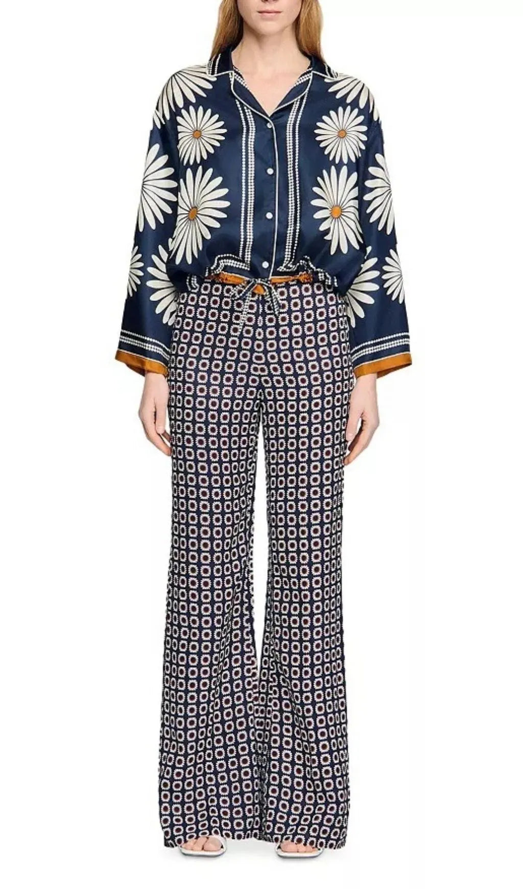 Floral Print Flowy Trousers Flowering Girl