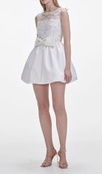 White Bow Lace Mini Dress Flowering Girl