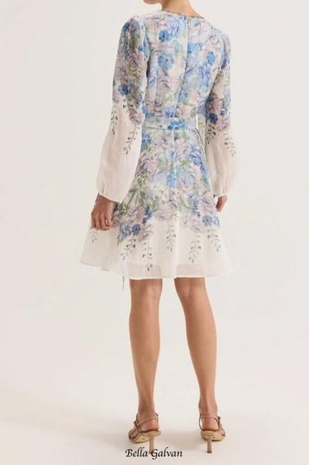 Chelsea Floral print Mini Dress in Ivory Flowering Girl