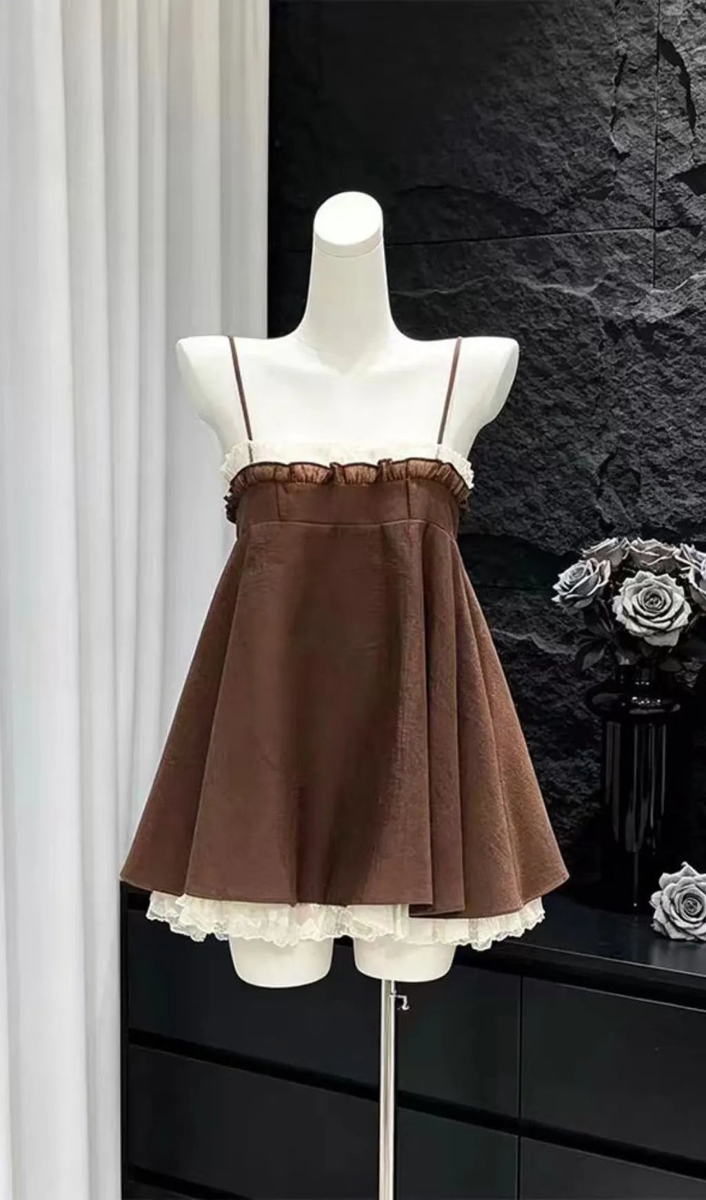 Lilibeth Chocolate Mini Dress Flowering Girl