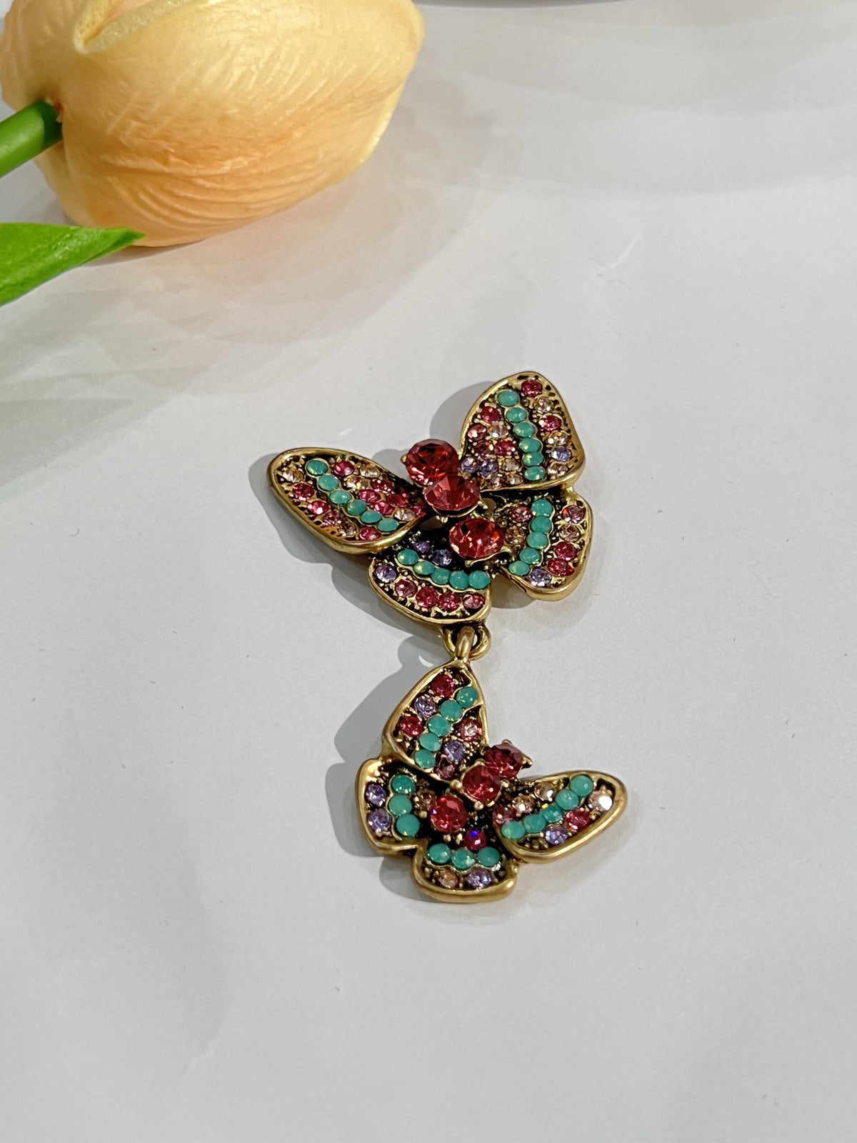 Rhinestone Butterfly Earrings Flowering Girl