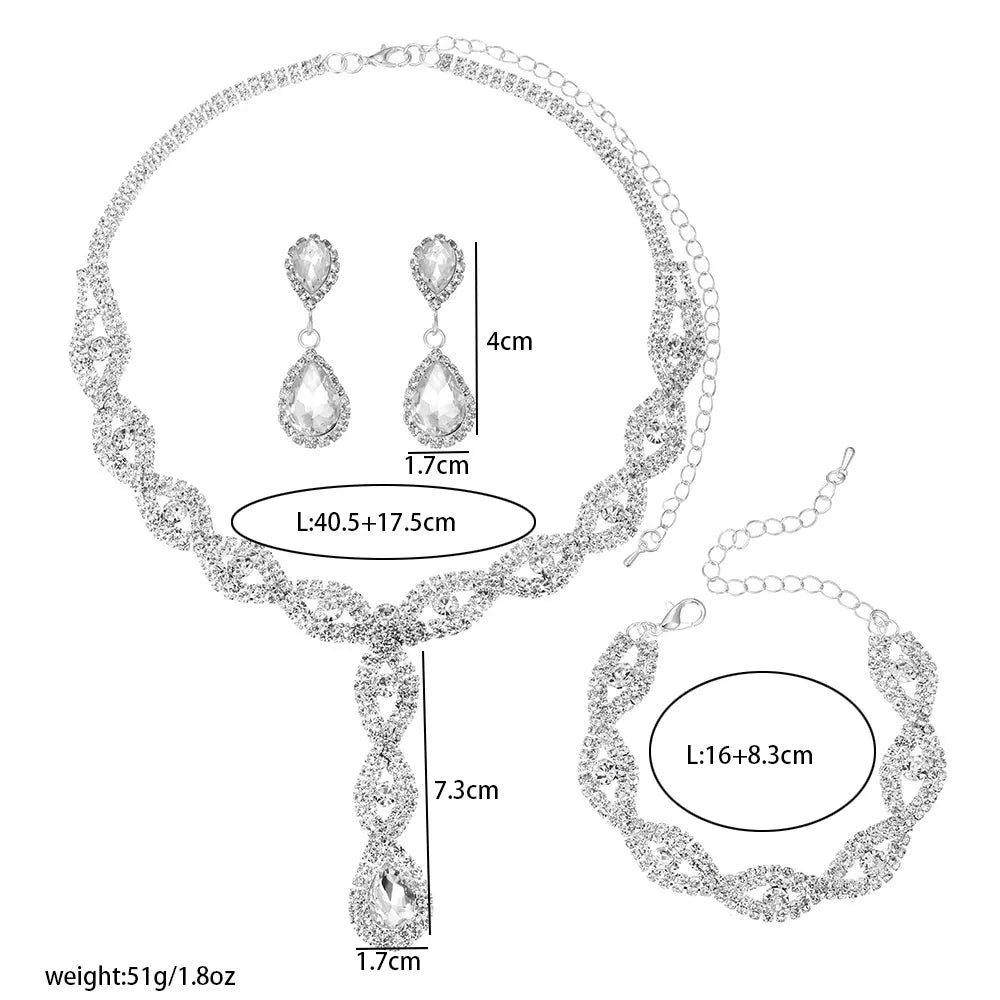 Oexelle Teardrop Crystal Necklace Set Flowering Girl