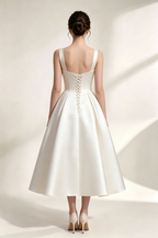 Minimalist Spaghetti Strap Midi Dress - Off-White Flowering Girl