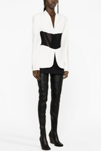 Kamryn Paneled Mesh Blazer - White Flowering Girl