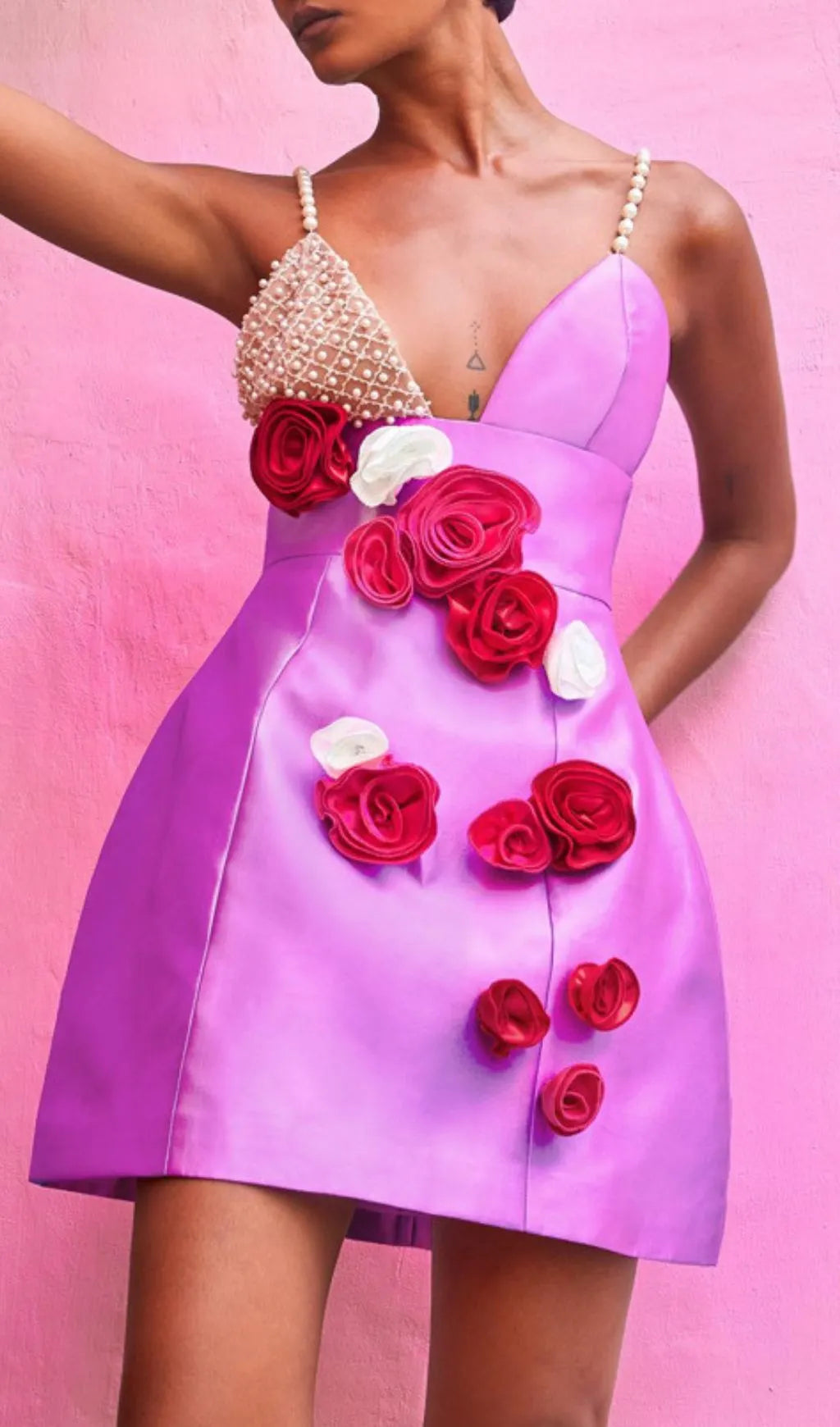Jovanna Pearl Flower Bandage Mini Dress Flowering Girl