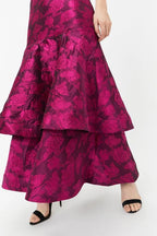 Layer Jacquard Maxi Dress In Red Flowering Girl