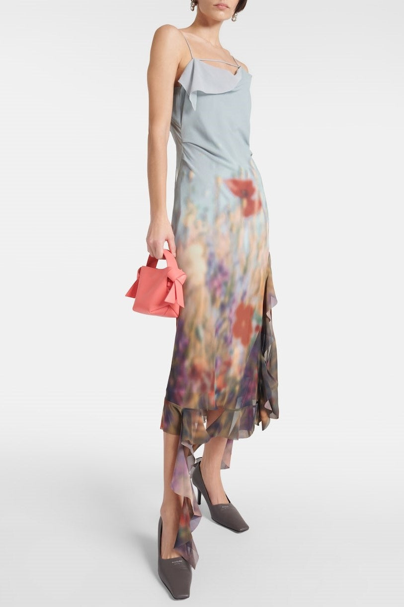 Kenzia Printed Asymmetric Ruffle Midi Dress Flowering Girl
