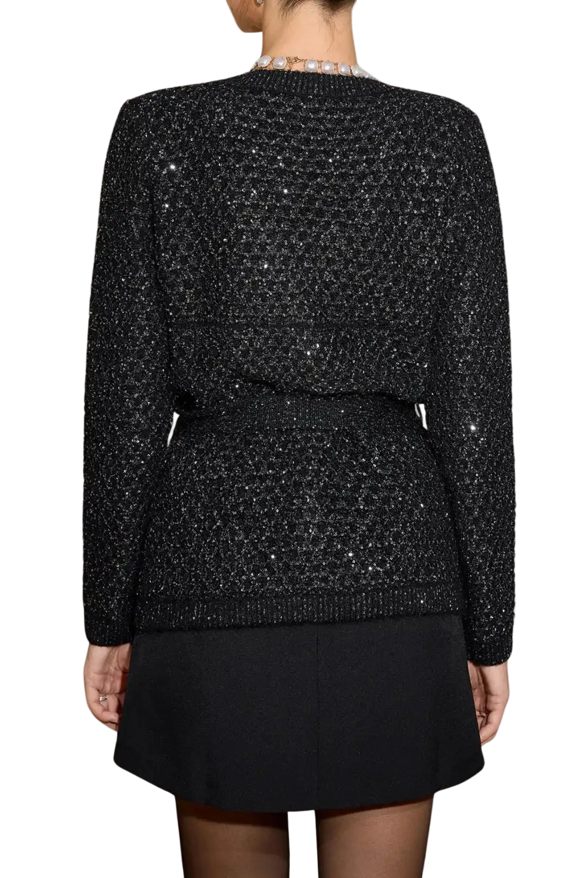 Emilia Sequin Embellished Cardigan - Black Flowering Girl