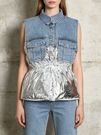 Mihaela Denim Patchwork Jacket Flowering Girl