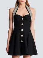 Alev Black Halter Embellished Mini Dress Flowering Girl