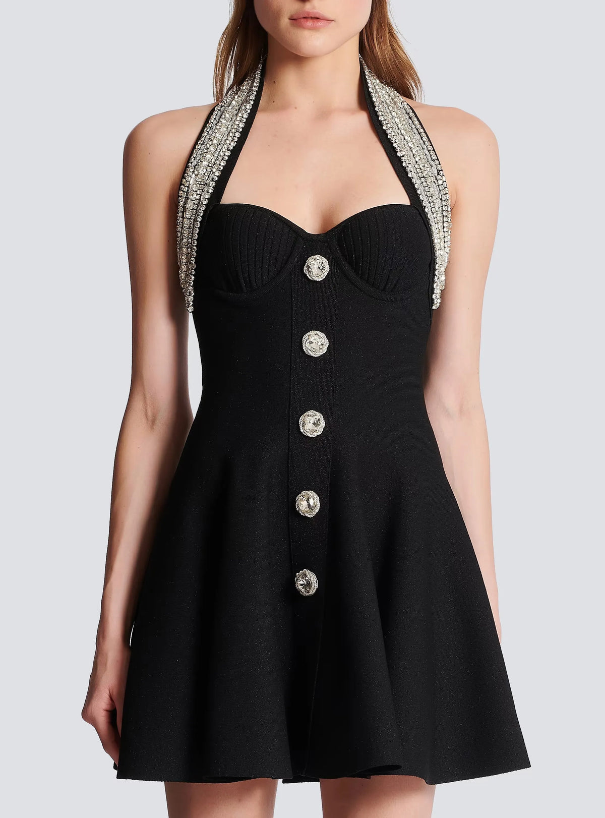Alev Black Halter Embellished Mini Dress Flowering Girl