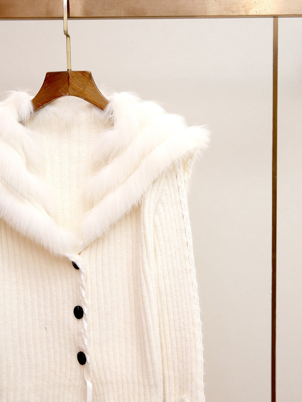 Off-White Ribbed Knit Boxy, Slightly Cropped Cardigan Flowering Girl