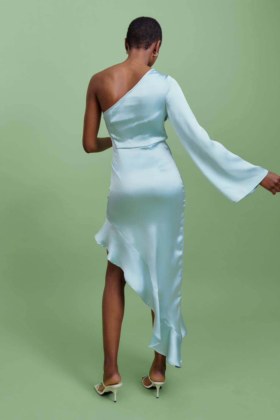 One Shoulder Frill Slit Dress Flowering Girl