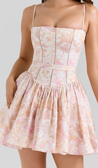 Haruyo Strappy Printed Mini Dress Flowering Girl