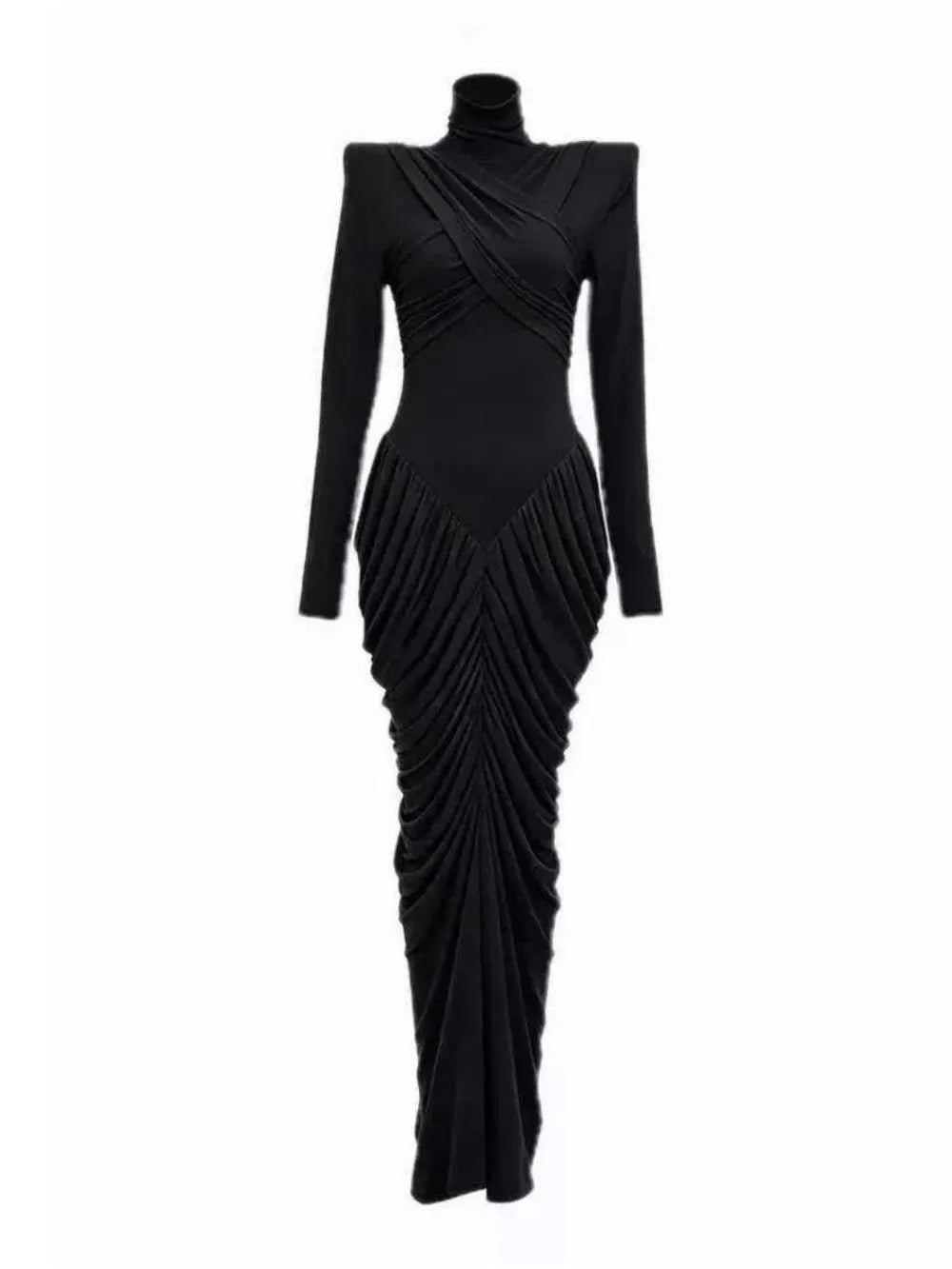 Long Sleeve Draped Maxi Dress Flowering Girl