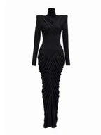 Long Sleeve Draped Maxi Dress Flowering Girl
