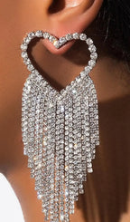Sliver Rhinestone Tassel Earrings Flowering Girl