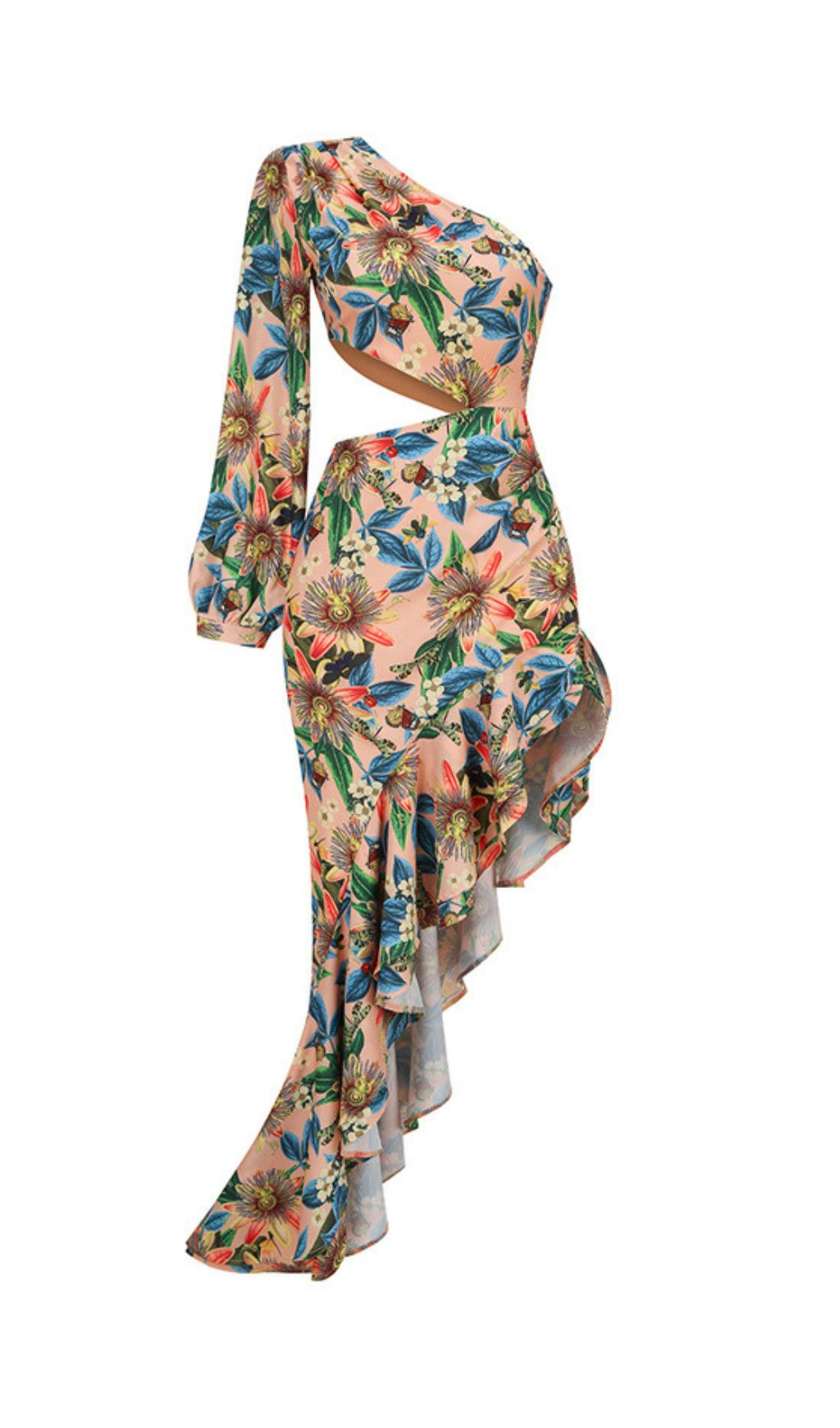 Javen Floral Printed One-Shoulder Maxi Dress Flowering Girl
