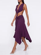 Brontis V Neck Cutout Midi Dress Flowering Girl